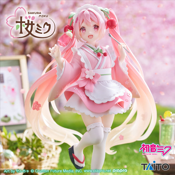 TAITO HATSUNE MIKU COREFUL FIGURE - SAKURA MIKU ORIGINAL ILLUSTRATION JAPANESE CAFE VER.